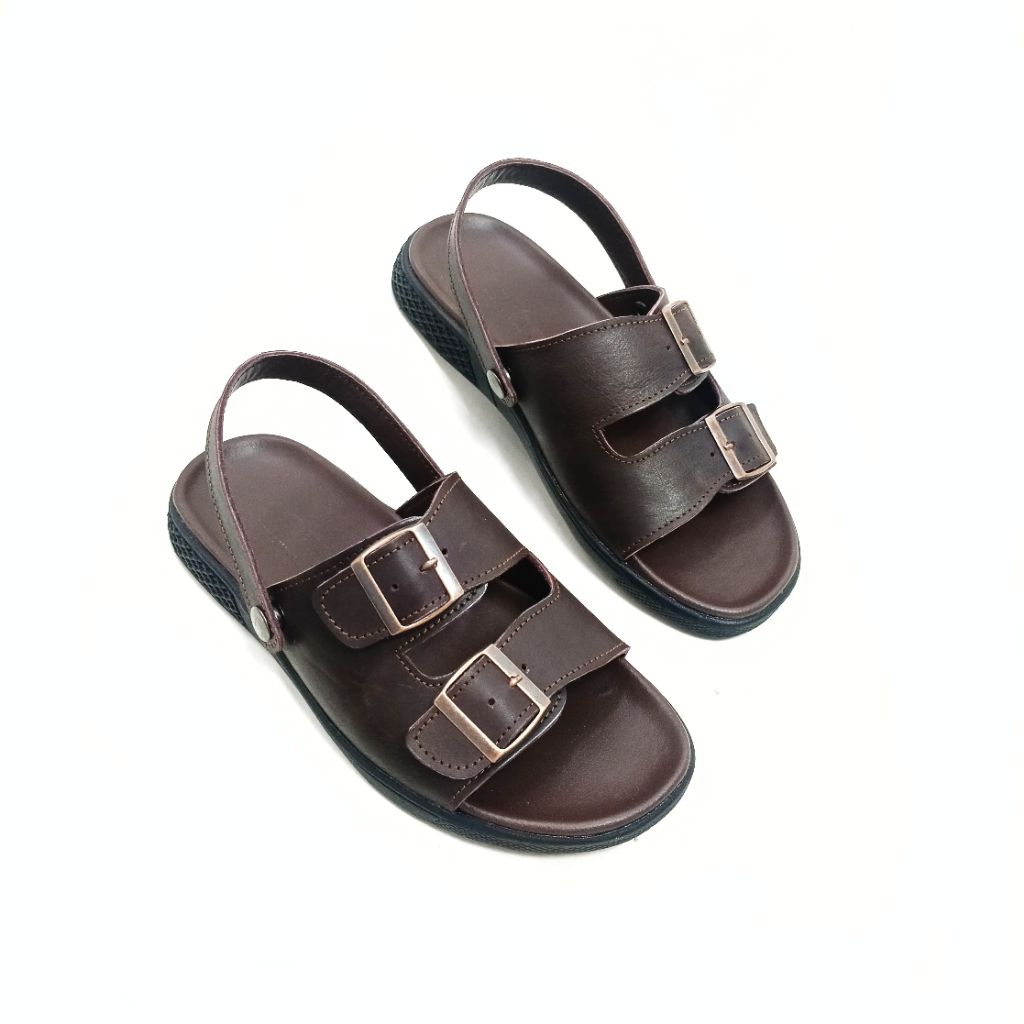 Sandal Pria Terbaru Tali Belakang Gesper Kulit Asli Sandal Pria