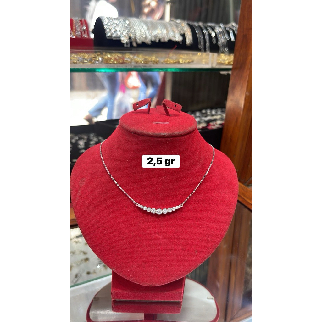 Kalung Moissanite / Berlian Sintetis Elegan - 2,5 Gram Emas Putih / Perak Mewah Kalung Moissanite / 