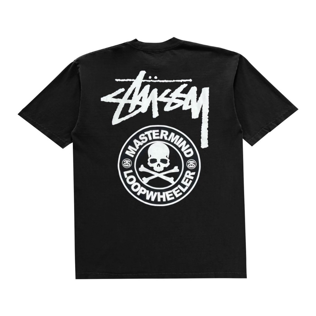 T-SHIRT STUSSY KAOS STUSSY X MASTERMIND LOOPWHEELER HITAM PREMIUM FULLTAG 1:1