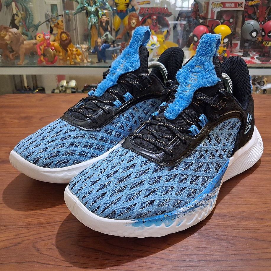 Sesame Street x U A Curry Flow 9 Street Pack Cookie Monster Sepatu Basket Sneakers Blue Size 43