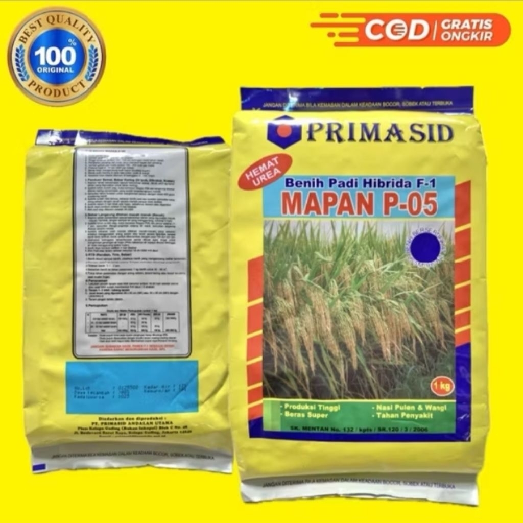 Ready stock terbatas benih padi hibrida f1 mapan 05 kemasan 1kg