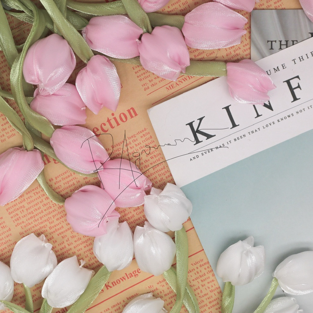 Aplikasi Tali Bunga Kain Tulip DIY Bagcharm