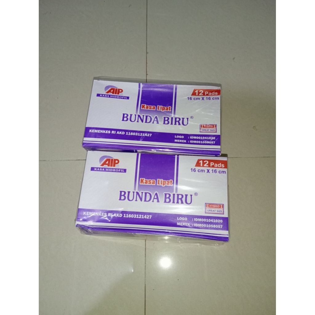 Kasa Lipat Steril Bunda Biru 16x16 isi 12 pcs