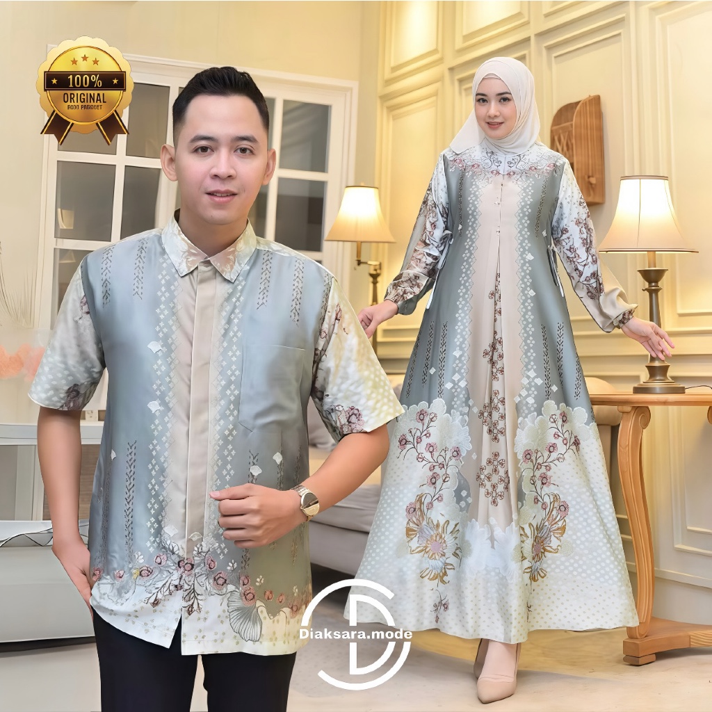Baju Couple Pasangan Suami Istri Silk Premium Dress Couple Lebaran Gamis set Kondangan