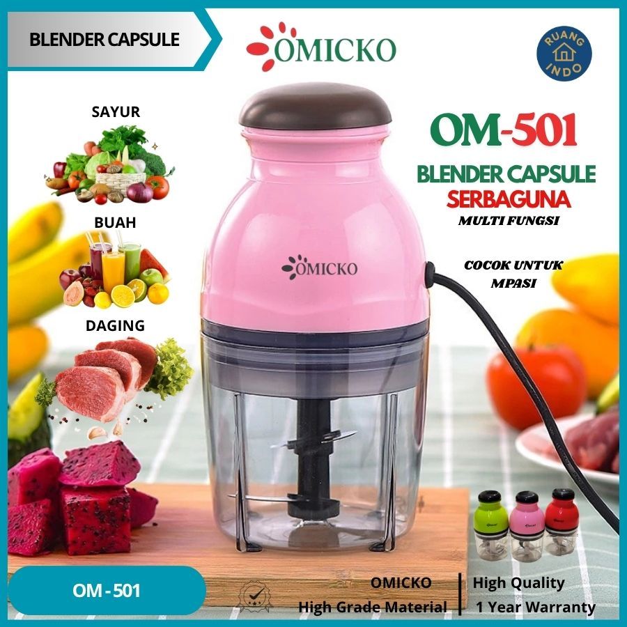 Blender Capsule serbaguna - Alat Penggiling Daging & Blender MPASI Mini Food Processor 2 Mata Pisau 