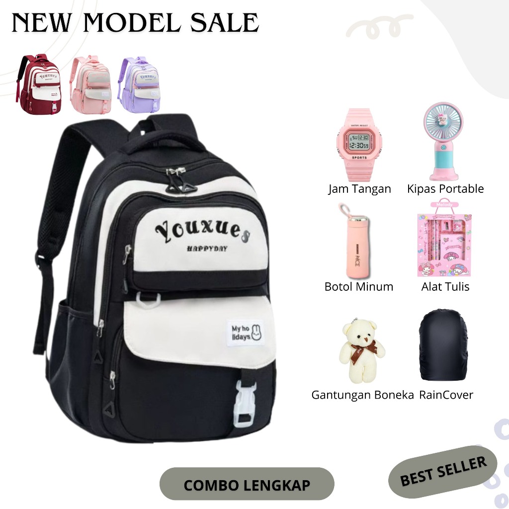 Tas Ransel Sekolah Anak Perempuan Fashion Youxues Tas Punggung Remaja Cewek Backpak Tas Sekolah Anak