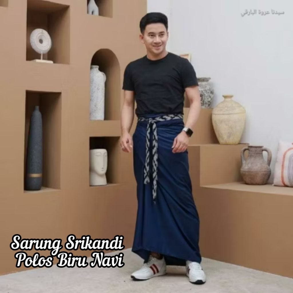 Sarung Srikandi Sarung Tali Polos Biru Navi Bahan Toyobo