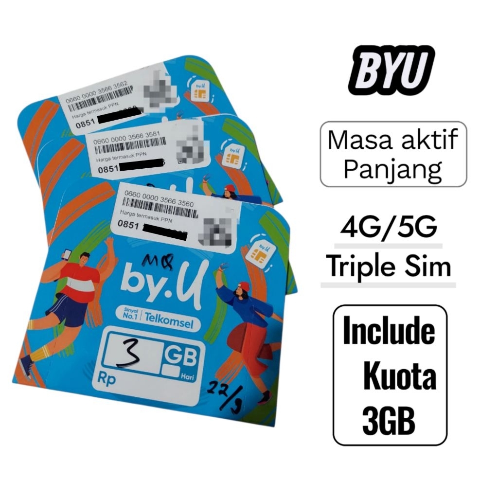 Perdana Internet BYU 3GB Kartu Kuota Data Telkomsel
