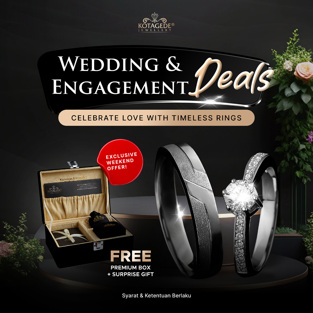 Kotagede Jewellery - Cincin Nikah Couple Palladium 10% dan Emas Putih 3k - Cincin Custom Premium