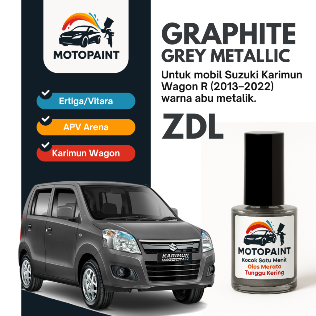 Motopaint Graphite Grey Metallic ZDL Cat Oles Penghilang Baret Mobil Karimun Wagon R Warna Abu Metal