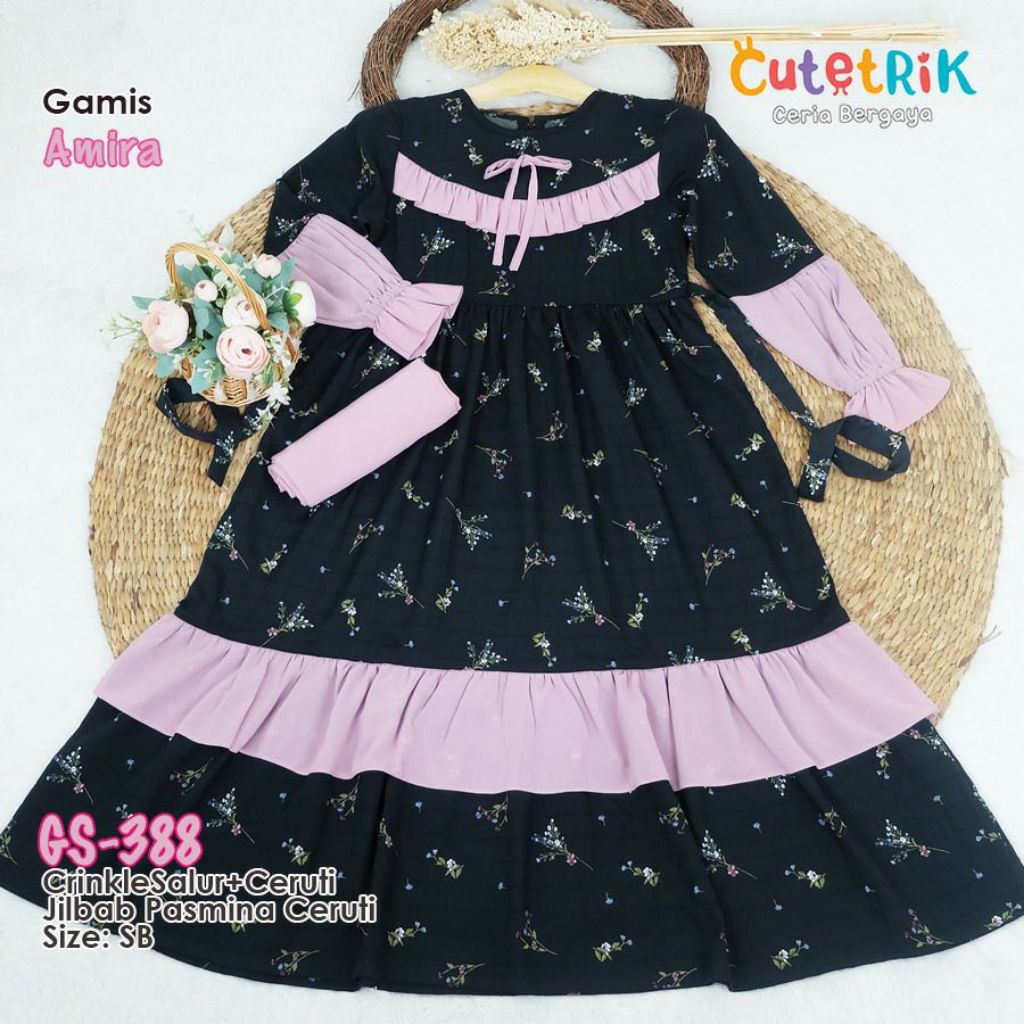 FREE HIJAB PASMINA CERUTI CUTETRIK GAMIS AMIRA ANAK PEREMPUAN REMAJA