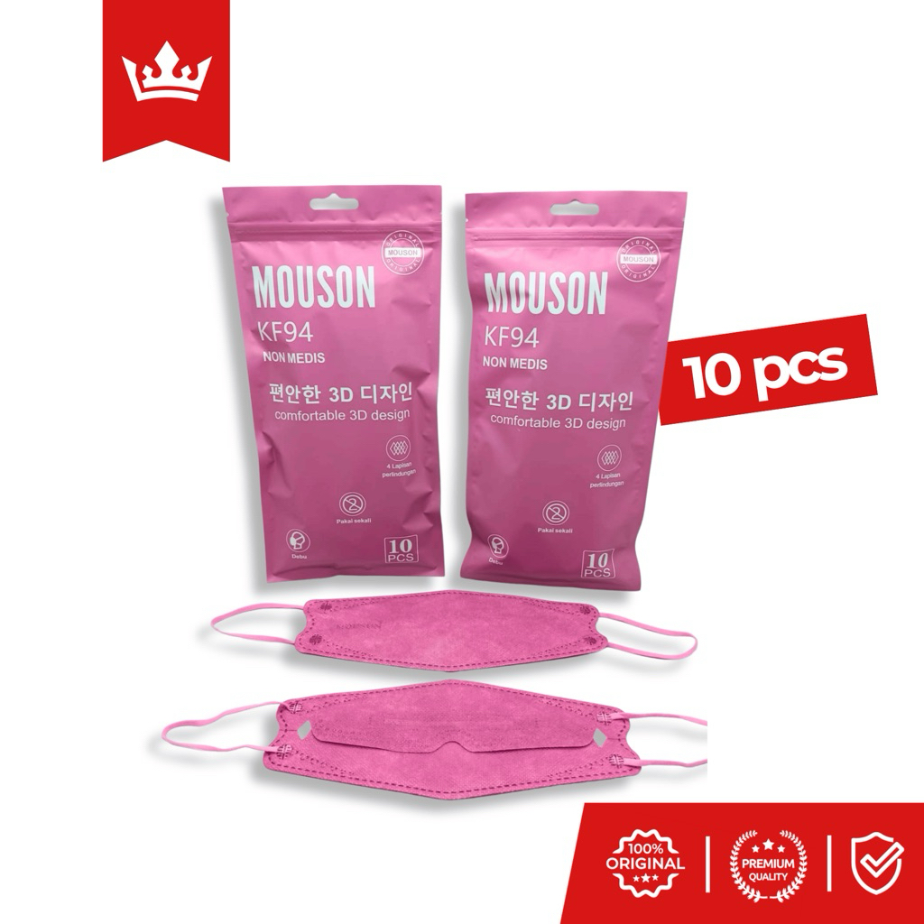 Masker KF94 MOUSON 3D Non Medis Warna Pink - Isi 10 pcs