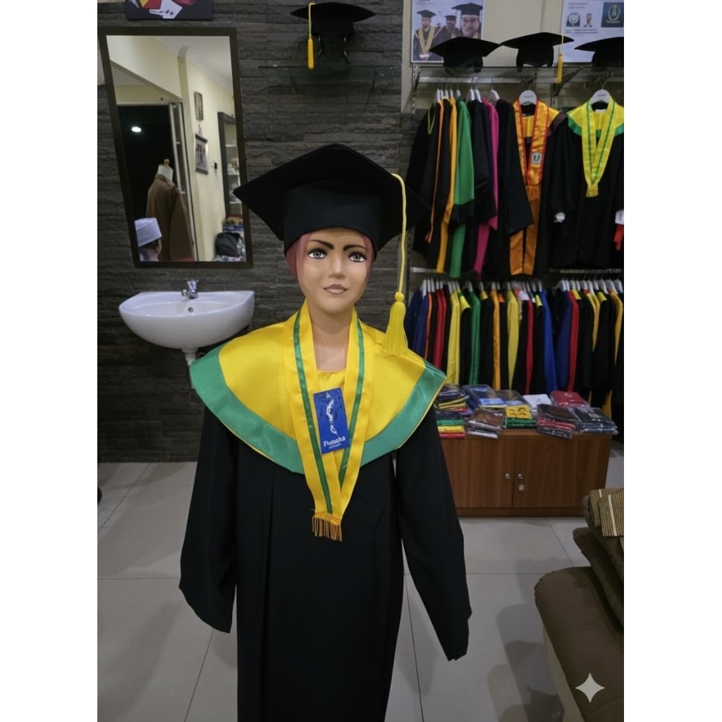 Baju wisuda anak TK/Paud/Baju toga anak laki laki dan perempuan satu set dengan topi