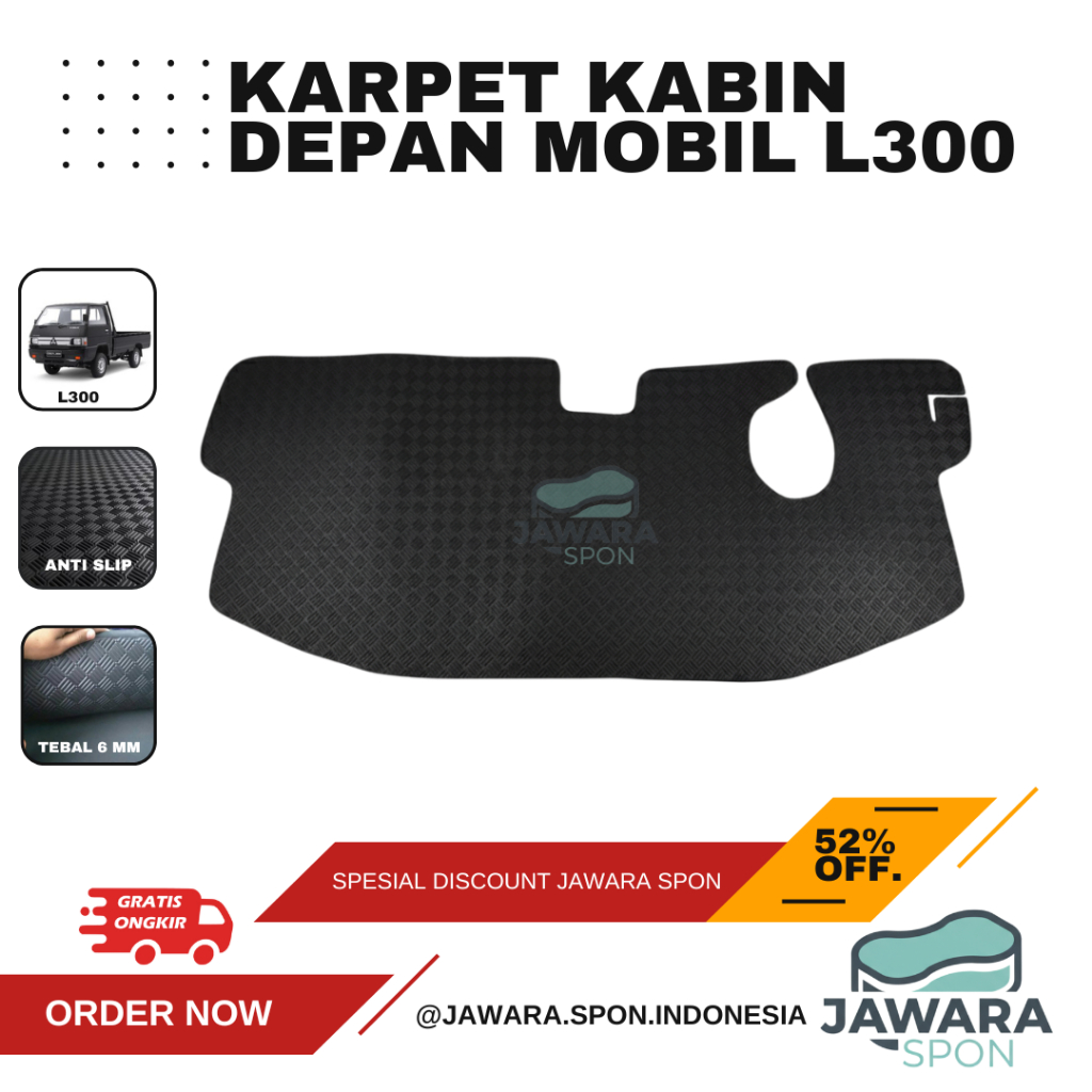 Jawara Spon - Karpet Kabin Depan Mobil Pick Up L300 Anti Slip Tidak Menyerap Air