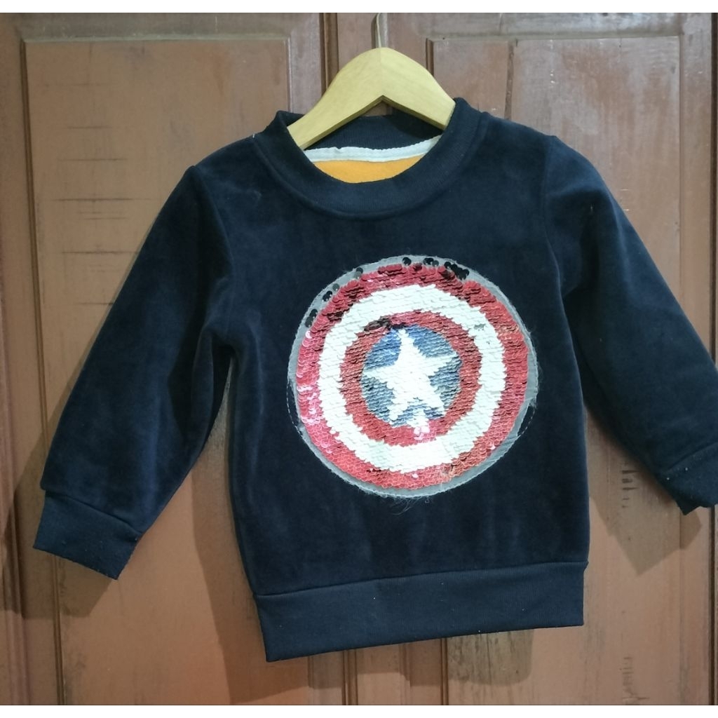 Preloved Sweater Kaos Marvel Captain America Kids Crewneck Navy