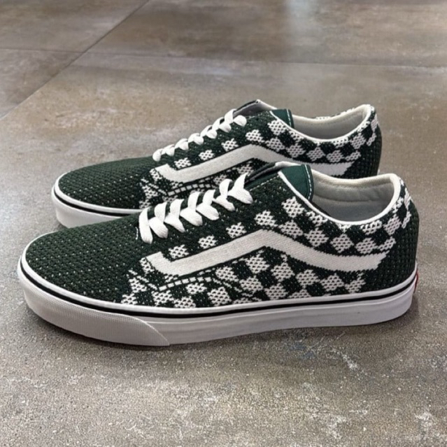 VANS OLD SKOOL CHECKERBOARD EMERALD GREEN WHITE ORIGINAL