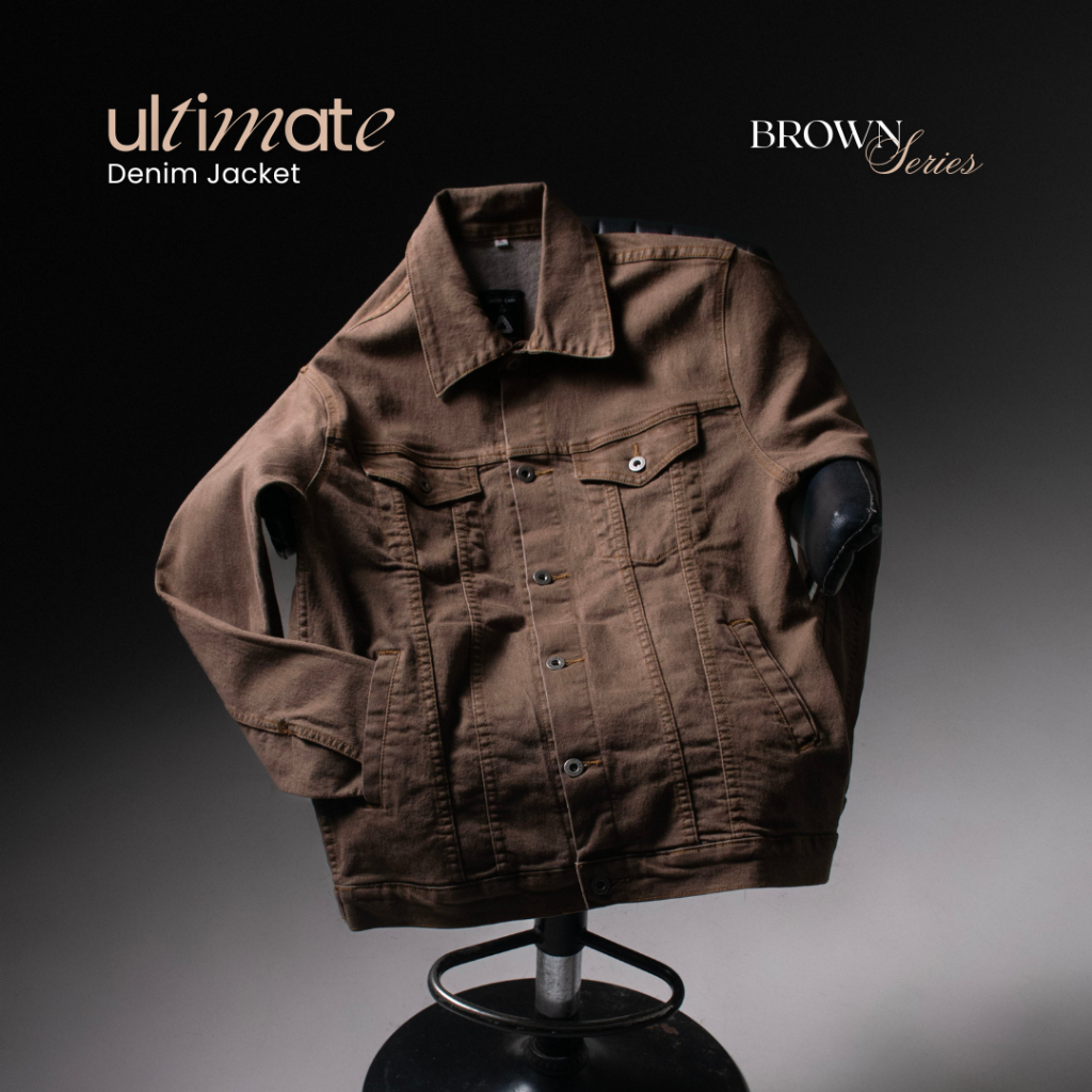 BESTPROMO UNITEDJEANS - Ultimate Denim Jacket - Jacket Jeans Pria Bahan Soft Stretch Denim - Brown
