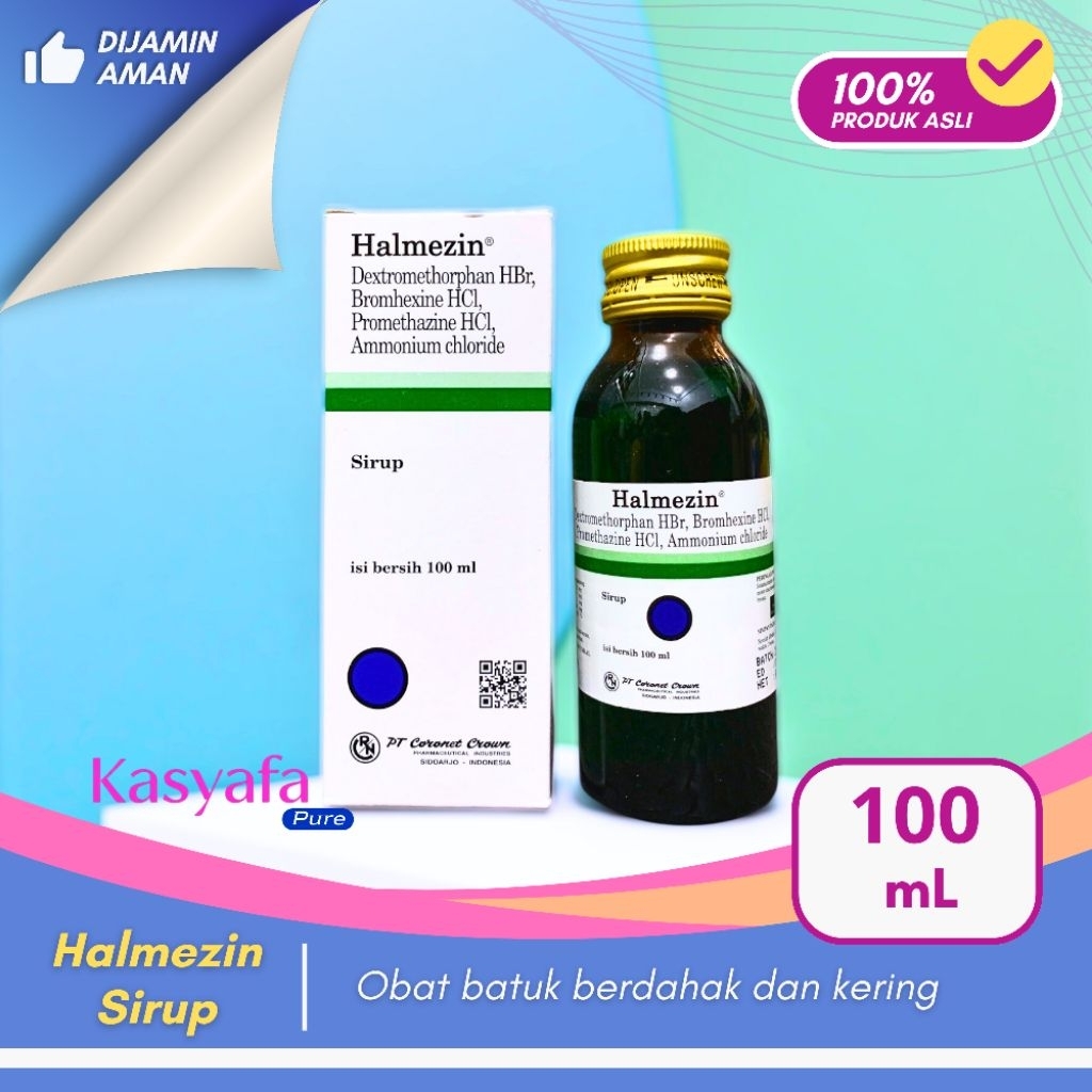 Kasyafa Pure | Halmezin Sirup 100mL - Obat Batuk Dahak dan Kering | Antitusif Ekspektoran