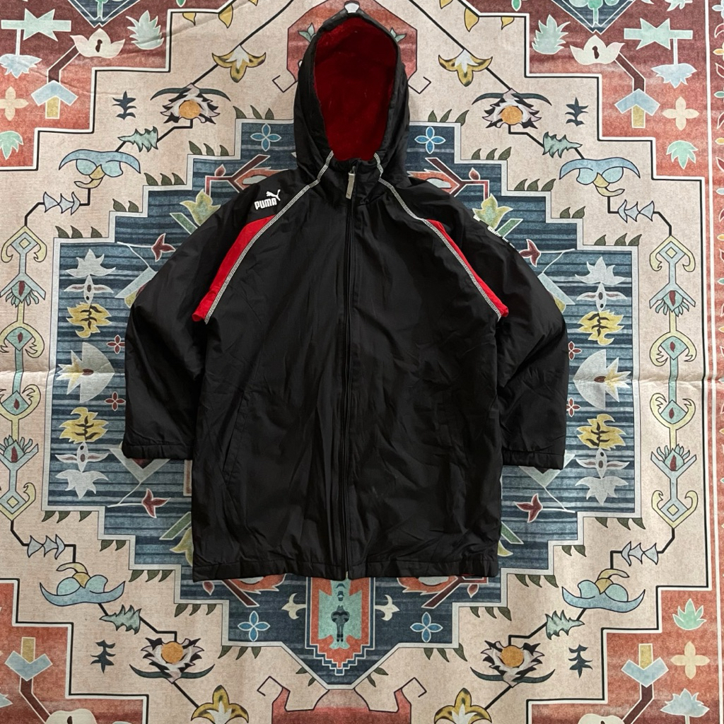 Jacket Outdoor Puma Windbreaker Fleece Red Lining — black & red combo