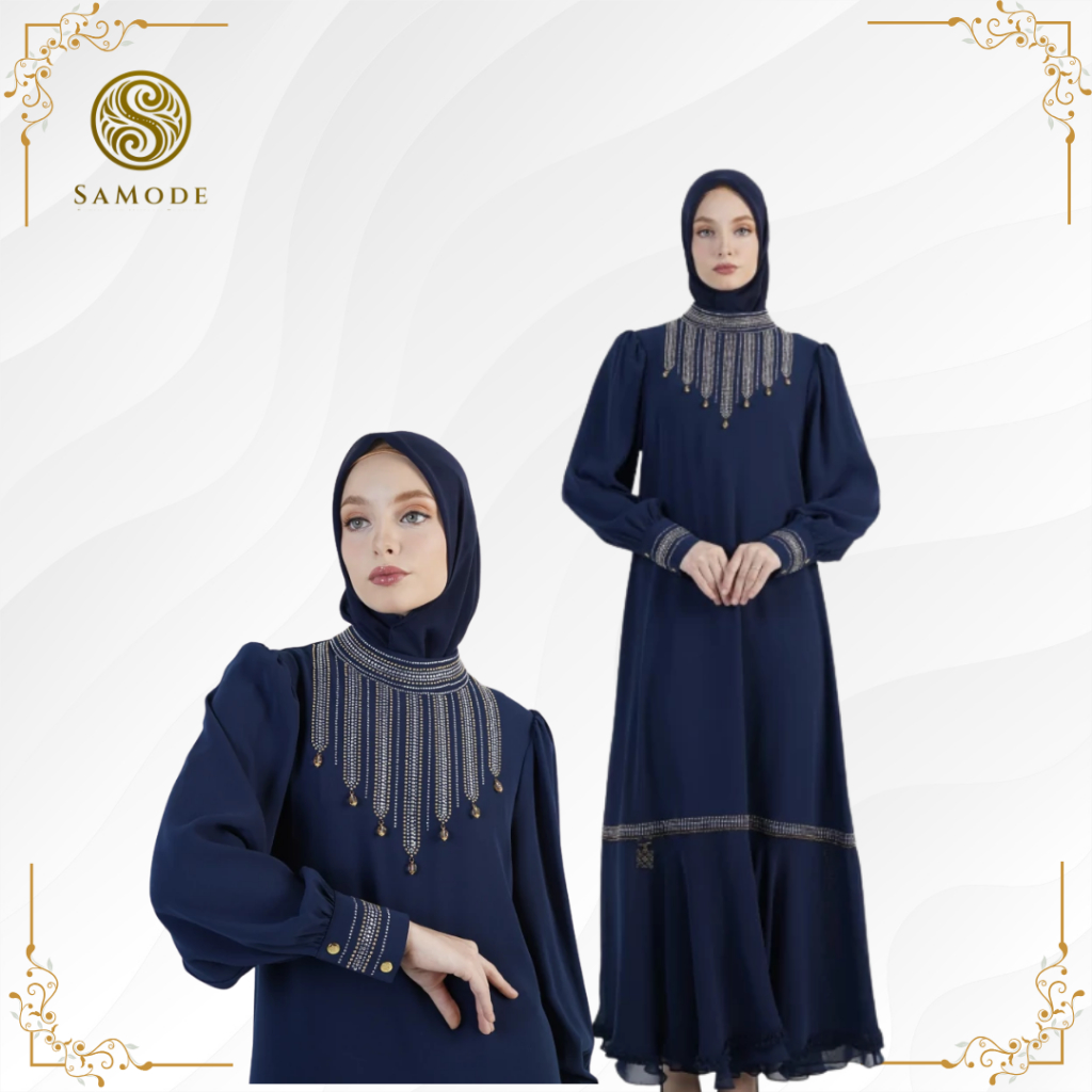 Hikmat Abaya - D1127 Navy & Black | Hikmat Terbaru | Navy & Black | Hikmat | Abaya Exclusive