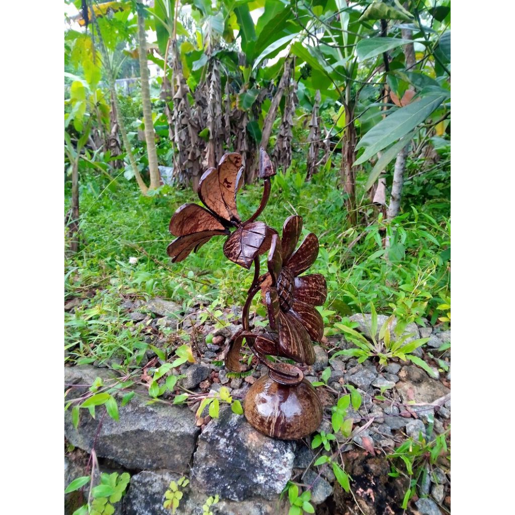 C004 Bunga hias, prakarya, kerajinan batok kelapa