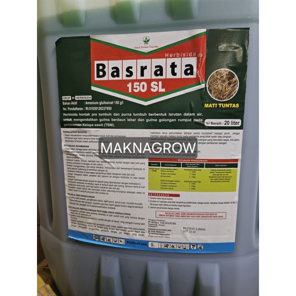 Racun rumput HERBISIDA amonium glufosinat BASRATA 150SL 20 liter (BASTA 150 SL)