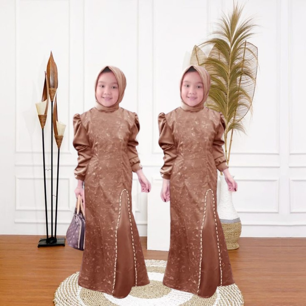 GAMIS MEWAH ANAK CEWEK | PAKAIAN MUSLIM ANAK CEWEK GAMIS SATIN MUTIARA