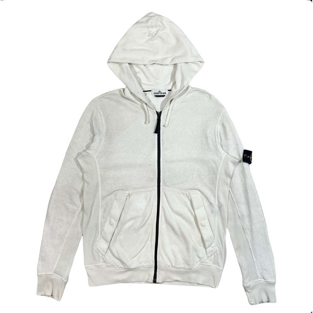 STONE ISLAND ZIP HOODIE WHITE XL