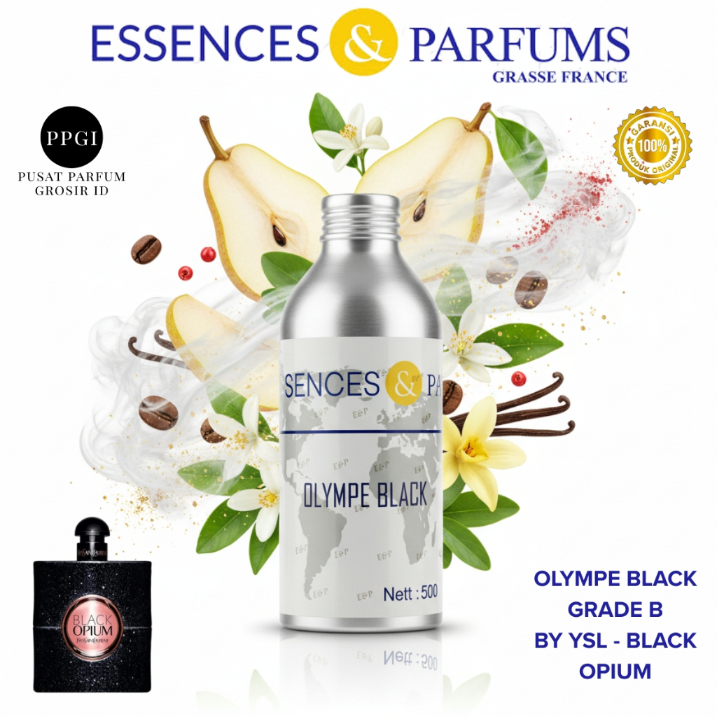 BIBIT PARFUM OLYMPE INSPIRED BY YSL BLACK OPIUM GRADE B - BY ESSENCES & PARFUMS 100% MURNI