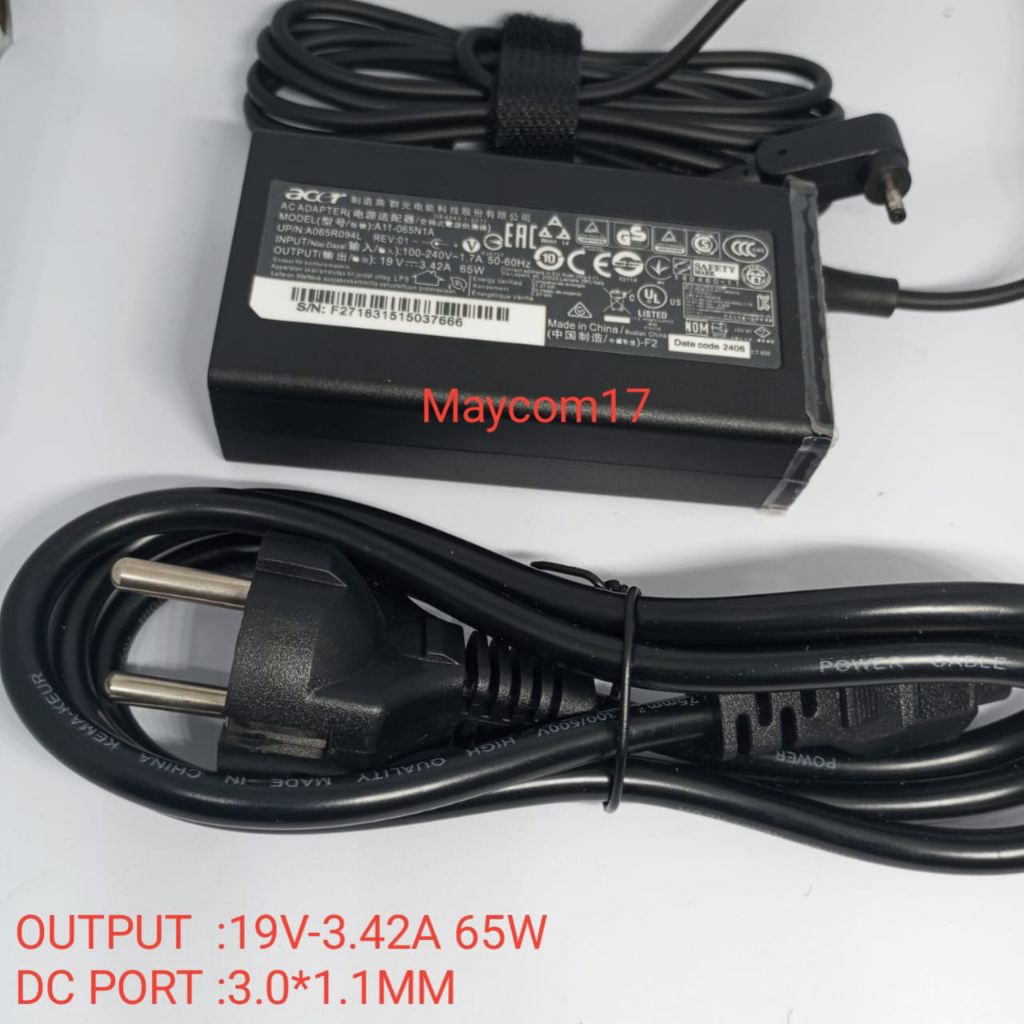 Charger Adaptor Cas Ori Acer Swift 3 SF314-54 SF314-52 19V-3.42A 65W