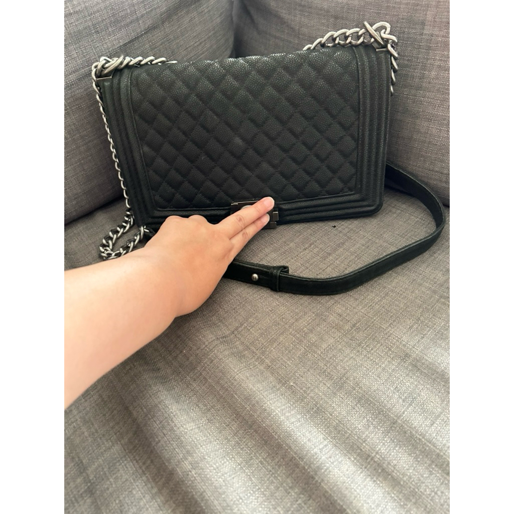 Tas Sling Hitam Kulit Rantai mix Kulit - PL Good Conditon