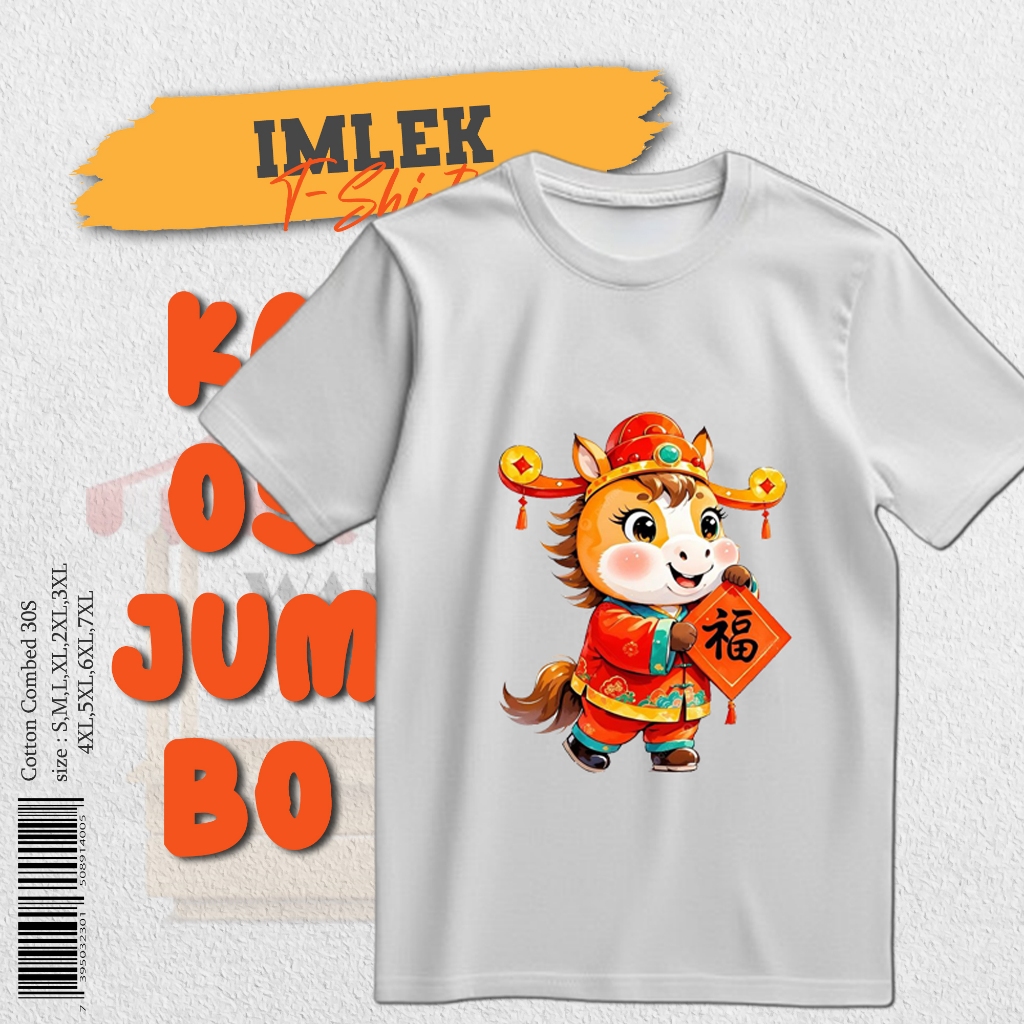 Baju Kaos Imlek Sincia 2026 Jumbo Big Size Pria Wanita Couple Keluarga Katun 30S