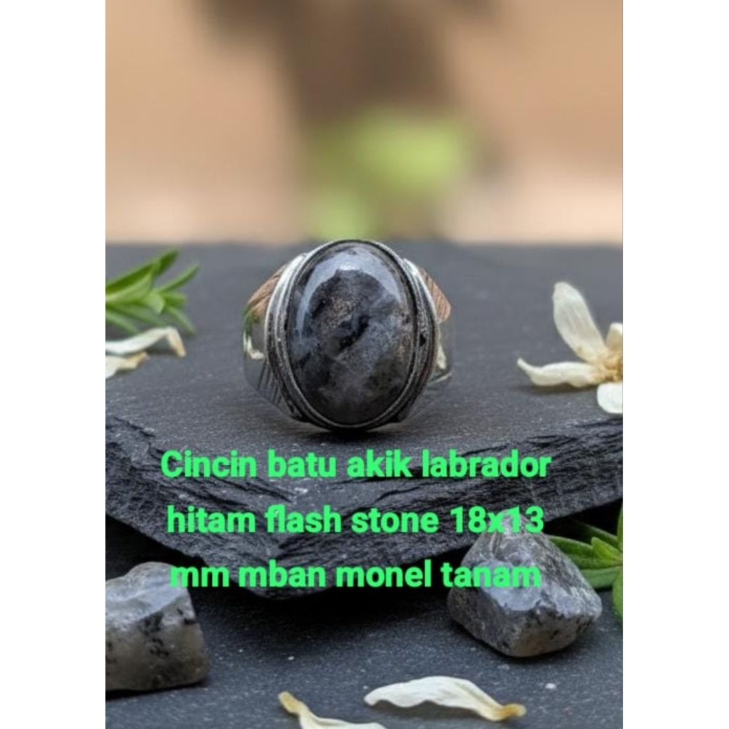 cincin batu alam natural labrador hitam flash stone