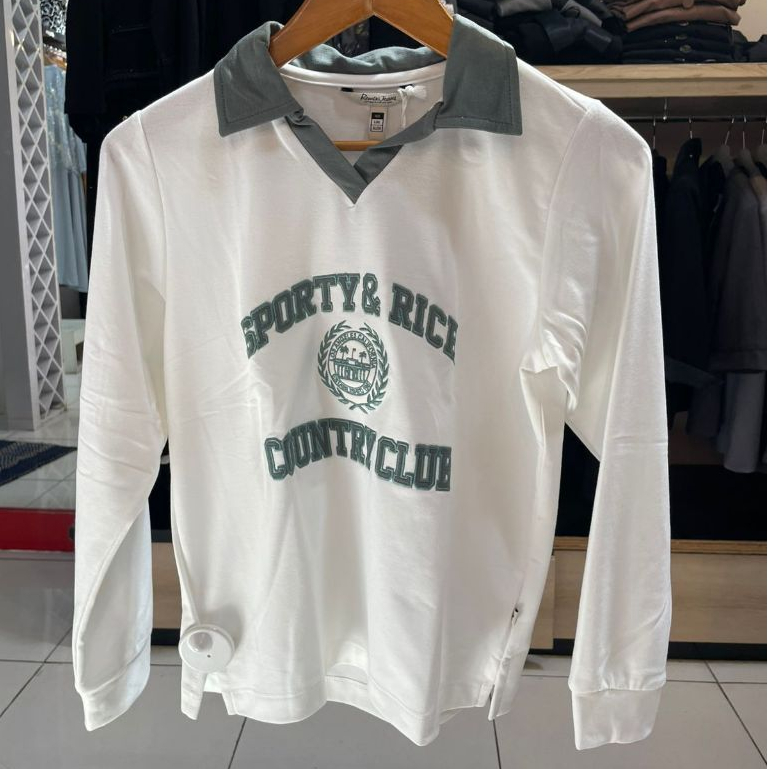 Kaos Kerah Wanita Remix RIFC344J08 Lengan Panjang Katun Kasual Original