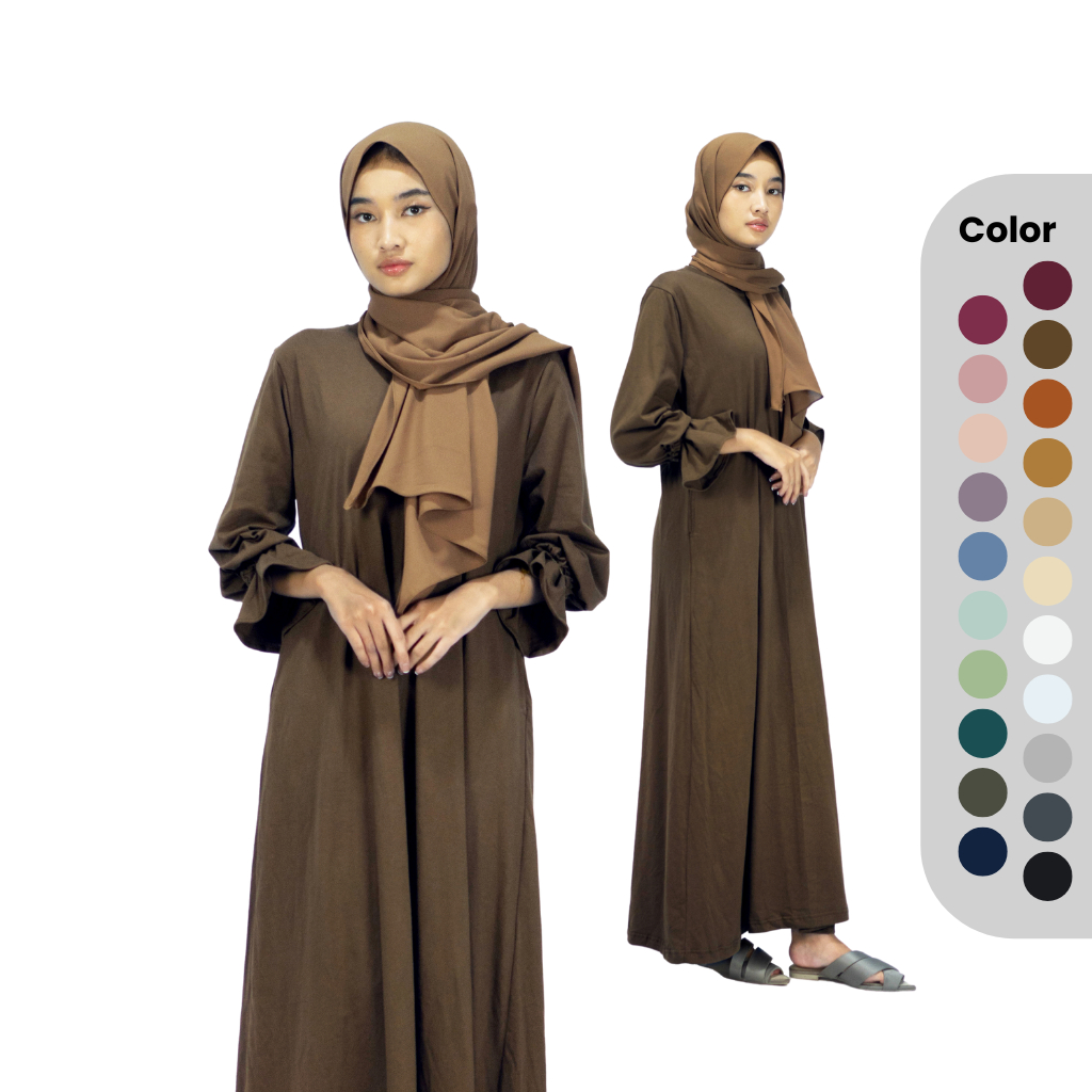 KEEN IDD Maxi Dress Poet Sleevee Premium Cotton Combed 24s Gamis Bahan Kaos Ramadhan Raya Series Gam