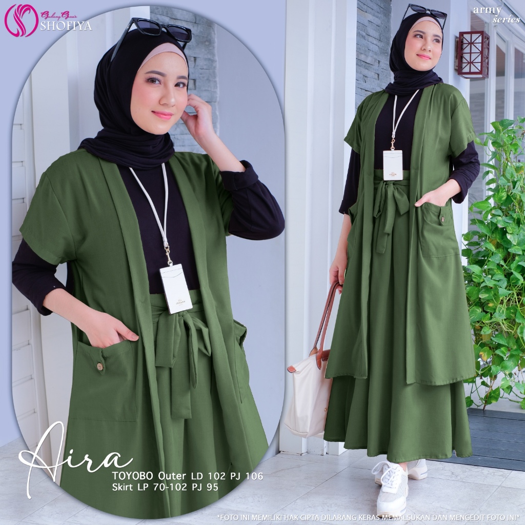 Aira Set Outer + Rok Mat toyobo Original Shofiya Fashion