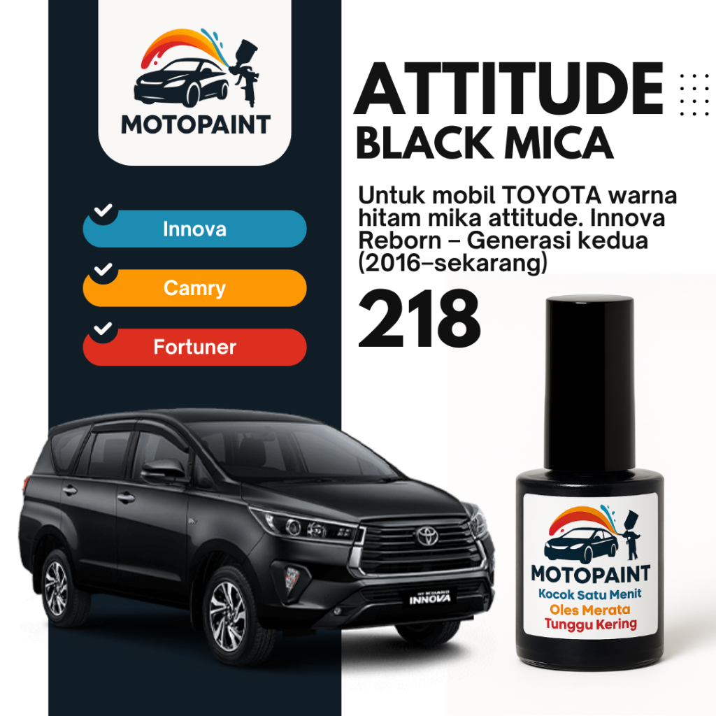 Cat Oles Mobil – Cat Baret Mobil – Touch Up Paint Attitude Black Mica 218 Toyota Innova Reborn Warna