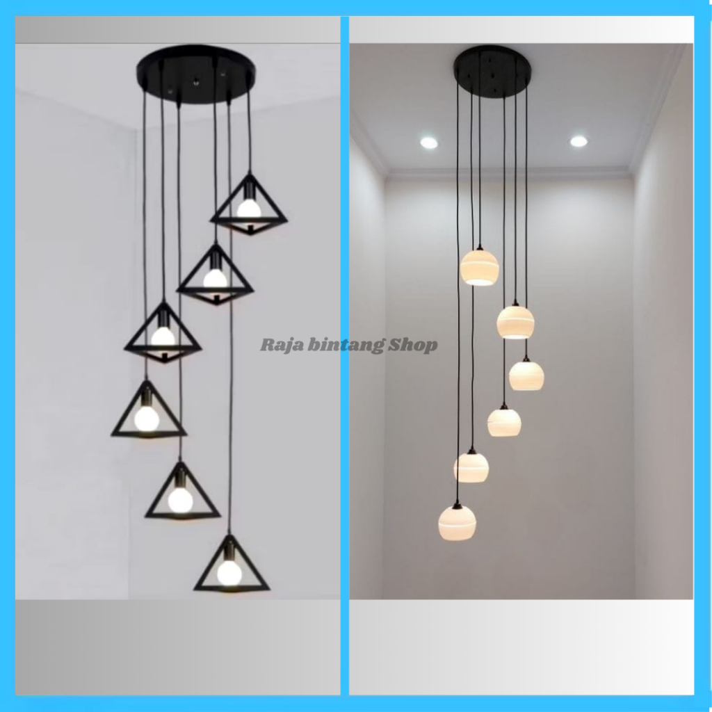 Lampu Hias Minimalis Kap Lampu Void Tangga Moonlight 6 Cabang Dekorasi