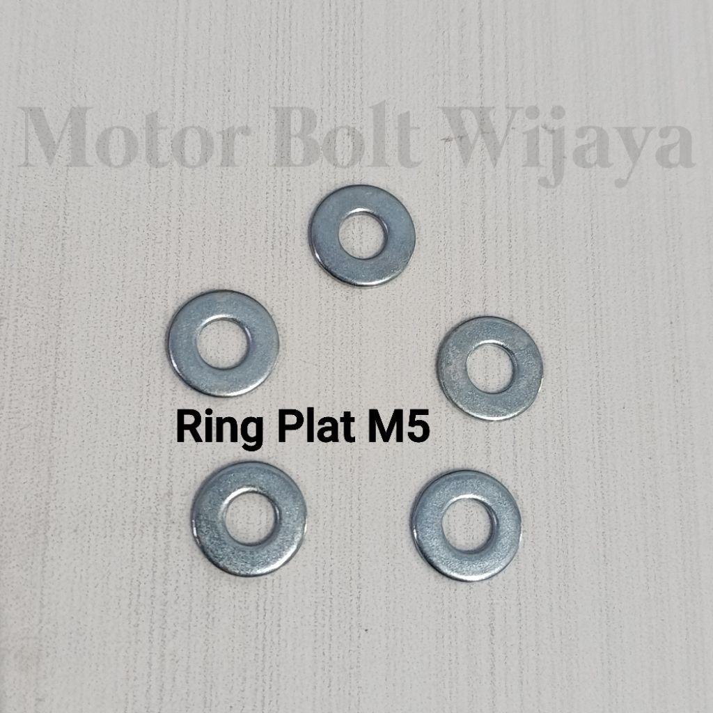 5 Pcs Ring Plat M5 / Plat Washer M5 / WP M5 / Ring Plat Putih 5mm Galvanis