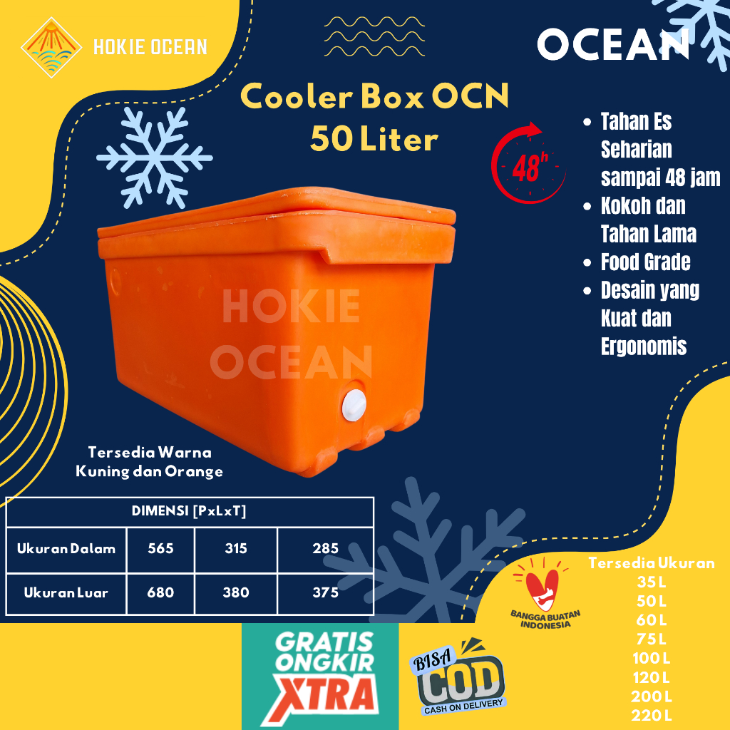 Cooler box OCEAN 50 Liter Cool Box Es Ikan Fiber