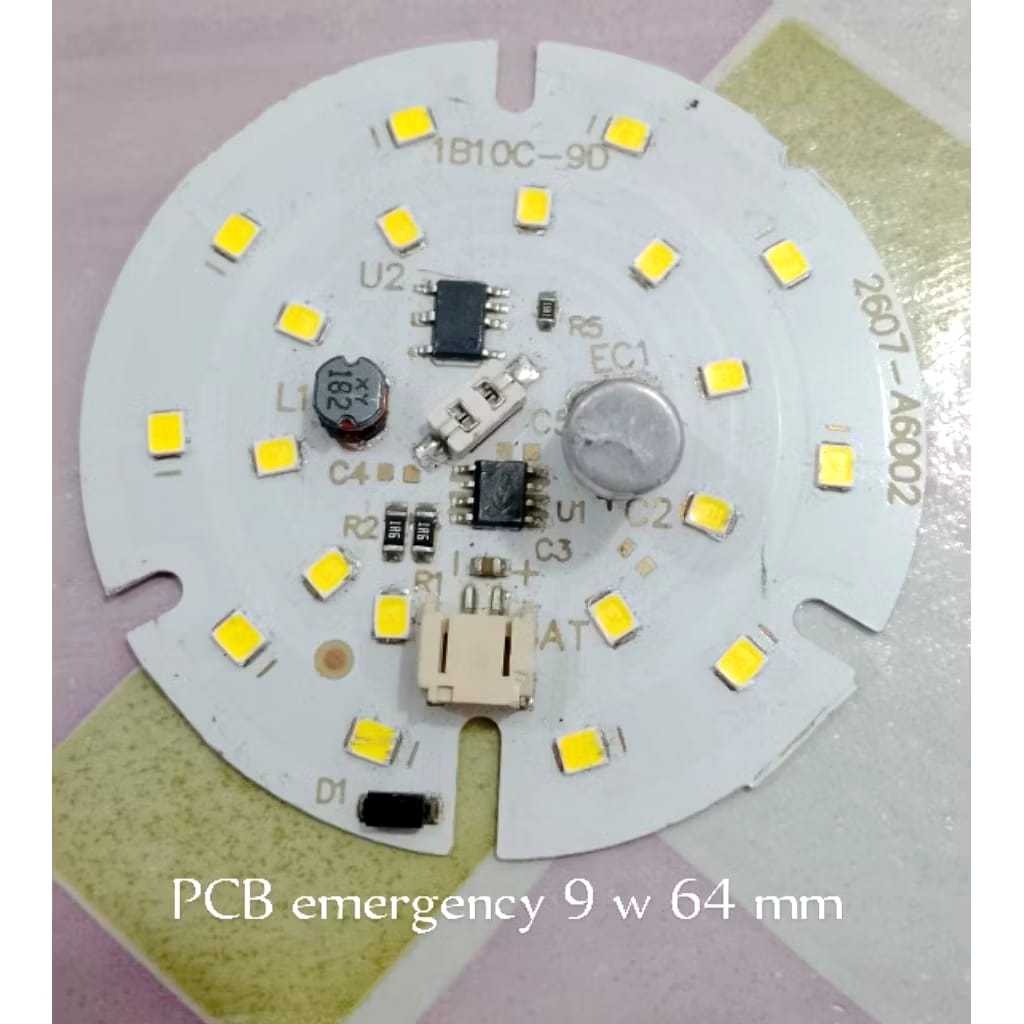 PCB Mesin Lampu LED AC DC EMERGENCY 9Watt – 64mm – Putih Terang (Baru)