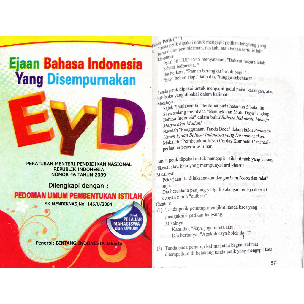 Ejaan Bahasa Indonesia yang Disedempurnakan (EYD) Buku EYD