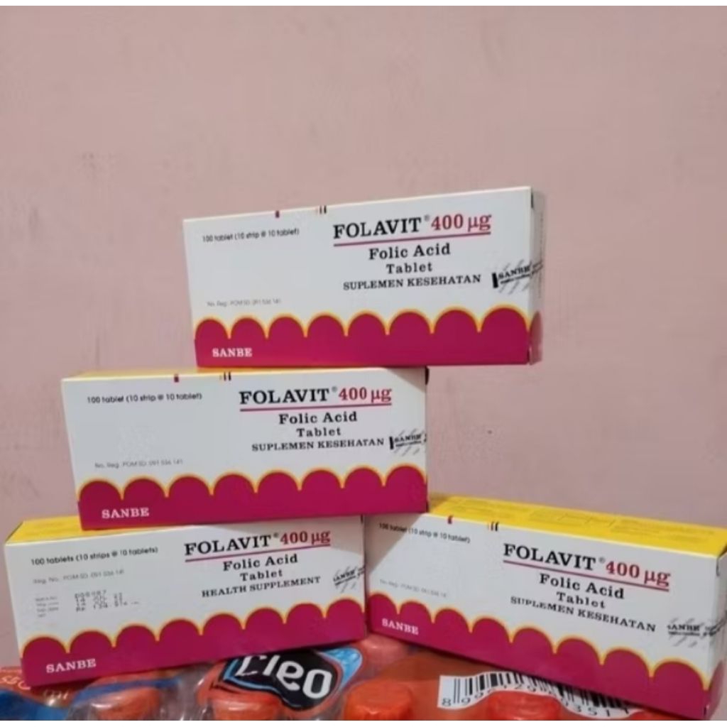 Folavit 400 mcg Box isi 100 Kaplet - Suplemen Asam Folat Ibu Hamil