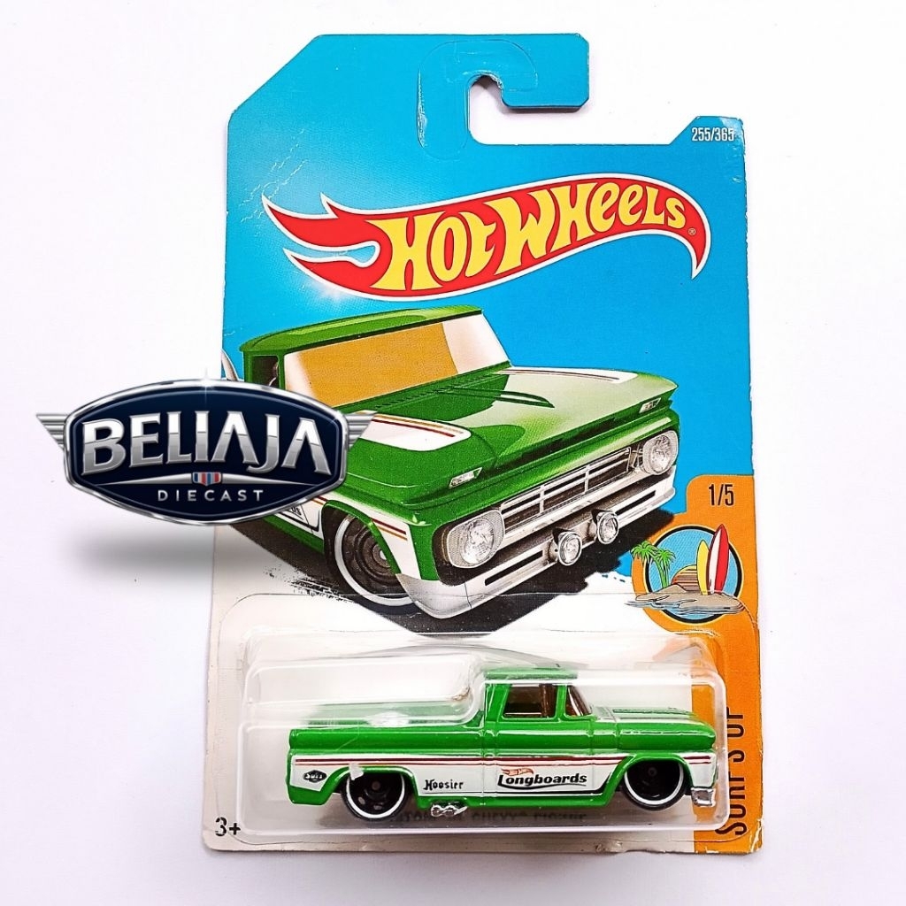 HOT WHEELS CUSTOM 62 CHEVY PICKUP GREEN LONGBOARDS