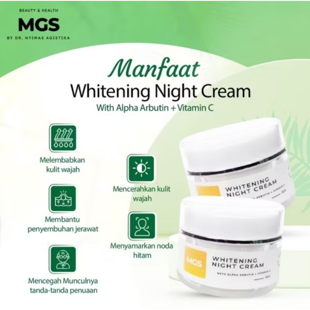 NIght Cream Whitening Alpha Arbutin MGS Cream Malam Bpom