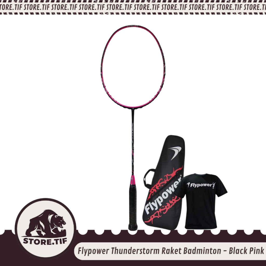 Flypower Thunderstorm Raket Badminton / Badminton Racket - Black Pink