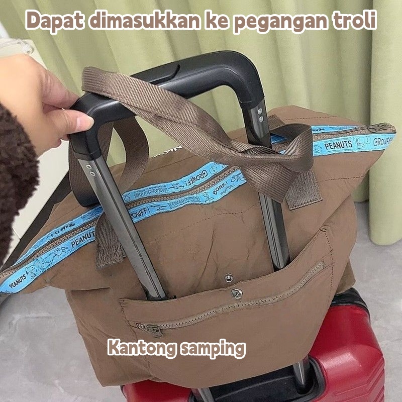 Tas travel Snoopy gaya Jepang yang lucu/ tas travel berkapasitas besar/tas penyimpanan troli/tas