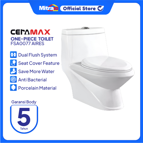 Kloset Duduk Ceramax FSA0077 One Piece 42x74cm Putih - Closet