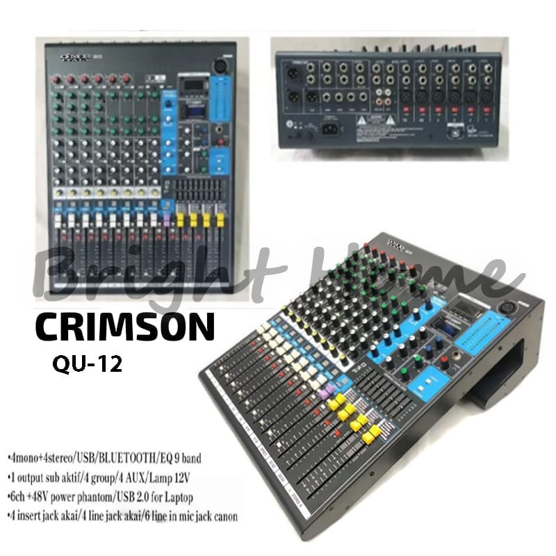 CRIMSON QU-12 Mixer Power Audio Karaoke 6 Channel Phantom Power +48V