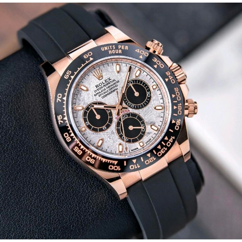 Row Leex Daytona Cosmograph Meteorite Dial Rosegold 40MM 1:1 Rubber